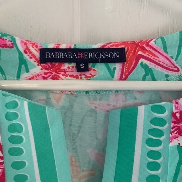 Barbara Erickson Seafoam Pink dress starfish print summer vocation travel size S - Picture 3 of 11